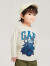 Gap男幼童秋季2023新款LOGO印花运动长袖T恤798952儿童装休闲上衣 米色 90cm(2岁)
