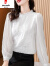 皮尔卡丹白色蕾丝衬衫女士2024新款时尚洋气衬衣女款早春装长袖打底衫上衣 白色 2XL (125-135斤)