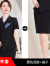 拉夏贝尔（La Chapelle）西装套装女夏季感工作服气质女神范工装经理职场职业西服外套 黑色西装+半裙 S