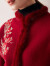 兆君2021秋冬红色立领加厚羊绒衫女时尚绣花外穿毛衣针织衫 暗枣红 110/XL