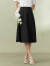 菲妮迪品牌半身裙2024年夏季新款黑色提花法式优雅休闲高腰半裙女 黑色提花 XL