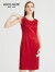 皮尔卡丹女装春季新款简约时尚知性优雅连衣裙 酒红色 40A(170/92A)