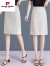 皮尔卡丹（pierre cardin）时尚半身裙女2024年夏季新款高腰a字薄款中长款时髦一步包臀裙子 黑色 2XL