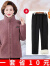 GWIQJV戴夫人妈妈女装短款洋气保暖中老年女装冬加绒加厚外套 荳沙衣服+黑色裤子 XL(80-110斤)