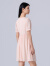 阿依莲V领复古连衣裙2024夏季气质优雅时尚粉橙色显白裙子商场同款 粉橙 M