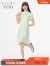 爱居兔夏季新款新中式优雅气质旗袍款短袖连衣裙EQLBJ2N084A 浅绿花纹85 170/92A/XL