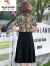 啄木鸟（TUCANO）含真丝连衣裙女假两件连衣裙女2022新款中年40岁新款修身显瘦裙子 兰玫瑰 XL