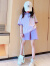 迪士尼（Disney）女童夏季套装短袖POLO衫韩版中大童学院风女孩运动短裤儿童两件套 粉色 套装【无包】 130