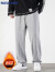 NASA GISS直筒休闲裤男士舒适宽松运动纯色青少年百搭潮流裤子 灰色加绒 S 