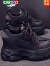 卡帝乐鳄鱼（CARTELO）内增高女鞋10cm小白鞋2022春季新款小个子厚底网面透气运动老爹鞋 黑色 36