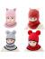 伊顿德鲁儿童帽子秋冬加绒加厚保暖毛线帽1-2-5岁男童女童宝宝围脖护脸帽 双球粉色一体帽