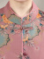 安贞雪优雅中老年女装妈妈装七分袖印花衬衫中国风老奶奶装衬衣4020-A10 粉色两件套装 XL建议85-100斤