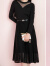 珂莱蒂尔商场同款黑色连衣裙女绵羊毛针织休闲网纱裙子新款 黑色 S