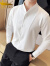 KIN DON男士立领衬衫长袖春秋高级感新中式男装改良中山装修身中山领衬衣 白色 M(100-120斤)