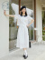 紫涵（ZIHAN）紫涵衬衫半身裙套装女2024夏季新款森系甜美提花衬衣中长裙两件套 白色  XL