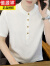 恒源祥短袖T恤男夏季薄款亚麻中国风复古半袖体恤简约纯色夏装衣服 6677白色 M (约85~105斤可穿)