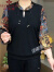 俞兆林2024新款中老年人女春夏季打底小衫上衣妈妈秋装长袖T恤翻领时尚 053黑色 XL (建议80-105斤)