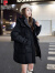 皮尔卡丹羽绒服女中长款2023年新款韩系冬季时尚洋气白鸭绒加厚小个子外套 黑色 S