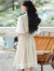 仪纤（yixian）法式复古娃娃领少女连衣裙短袖2024夏季新款森系甜美裙子学生6833 杏色 S