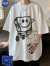 NASA GISS短袖男海绵宝宝t恤男夏季美式复古卡通衣服潮牌潮流重磅青少年 白色 M