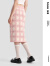 bosie秋冬新款针织半身裙中长款H型满印花朵设计简约气质腰裙 红格子 S