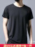 锡元夏季冰丝短袖T恤男修身圆领纯色商务休闲体恤男士上衣 黑色 2XL