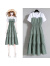SKONWAT时尚吊带假两件长裙2023夏季新中式显瘦短袖连衣裙 绿色 M