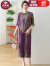俞兆林（YUZHAOLIN）妈妈夏季套装2024新款国风短袖雪纺衫中老年女装老年人衣服奶奶款 紫色 XL 建议90斤-110斤
