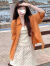 junfangya今年流行柑橘色长袖衬衫女夏季穿搭慵懒风宽松休闲百搭衬衣薄 橘色衬衫 L码建议108--123斤