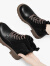 意尔康潮牌马丁靴女款年新款秋加绒英伦风皮鞋黑色短靴厚底靴子 黑色/跟高4cm 34
