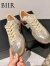 百丽伊人（BIIR）新款女鞋银色德训鞋23年秋复古运动板鞋平底百搭的鞋子 银色 38