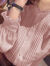 珍韵缘蕾丝拼接荷叶领长袖衬衫女秋季新款洋气设计感 粉色 M_建议【105斤以内】