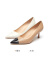莱尔斯丹春夏新款商场同款时尚拼接尖头高跟鞋女单鞋4M70901 米白色羊皮革/牛皮革 CRK 37