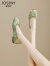 卓诗尼平底鞋女2024年春夏季新款国风舒适蛋卷芭蕾舞鞋子软底一脚蹬单鞋 绿色 39