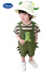 迪士尼夏季新款男童休闲牛仔背带裤两件套男宝宝条纹卫衣短袖套装潮 绿色 80cm