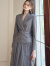 ROEYSHOUSE罗衣职业修身西装套装女2024春装新款外套网纱半身裙两件套09993 灰色 XL