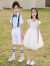 迪士尼（Disney）六一儿童合唱演出服女童舞蹈蓬蓬裙男童礼服小学生大合唱表演服装 女款-白色-披肩（收藏+皇冠） 170