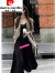 皮尔卡丹（pierre cardin）法式显瘦黑色吊带连衣裙女赫本小黑裙夏季修身打底垂感针织背心裙 S(95斤以下拍)