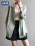 棉致雪纺西装外套女夏季韩版薄款设计感小众英伦风小西装 绿色 M