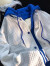 Baldauren春秋设计感华夫格连帽棒球服男女宽松港风假两件菱形情侣外套 白色 S