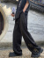 无畏前行（GQWWQX）新中式的裤子垂感高级感中国风竹子刺绣西裤男休闲冰丝直筒裤 黑色 L