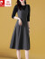 皮尔卡丹（pierre cardin）时尚高端连衣裙季2023新款女装中长款长袖气质 黑色 M