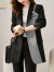 默尼密司（MORNYMOSS）品牌小西装女春秋季新款时尚气质休闲撞色拼接外套 黑色 L 建议120-135斤