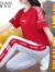 啄木鸟（TUCANO）T恤女广场舞运动服套装女夏季薄款中年跳舞服装夏天休闲短袖两 红色 XL(推荐110-125斤)