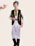 爵思朗新疆维吾尔族服装成人少数民族演出服回族舞蹈表演服饰 白色 六件套 180建议120-140斤