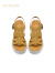哈森专柜同款2024春夏新款罗马编织鞋厚底运动沙滩女凉鞋HM241601 黄色 35