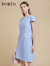 PORTS宝姿商场同款初夏新款女装空境蓝明线装饰连衣裙LD8D111NWB011 BLUE 4