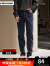 美特斯邦威直筒加绒牛仔裤男士冬季新款基础长裤舒适小直角裤 牛仔蓝黑 180/86A/XL