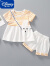 迪士尼（Disney）童装夏装套装2024新款夏装女宝宝童装衣服洋气小女孩两件套童装 黑色条纹 120码(参考年龄6-7岁)(参考年龄6