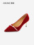 奥康官方女鞋 秋季新款珍珠红色高跟鞋婚鞋女商场同款 红色 37